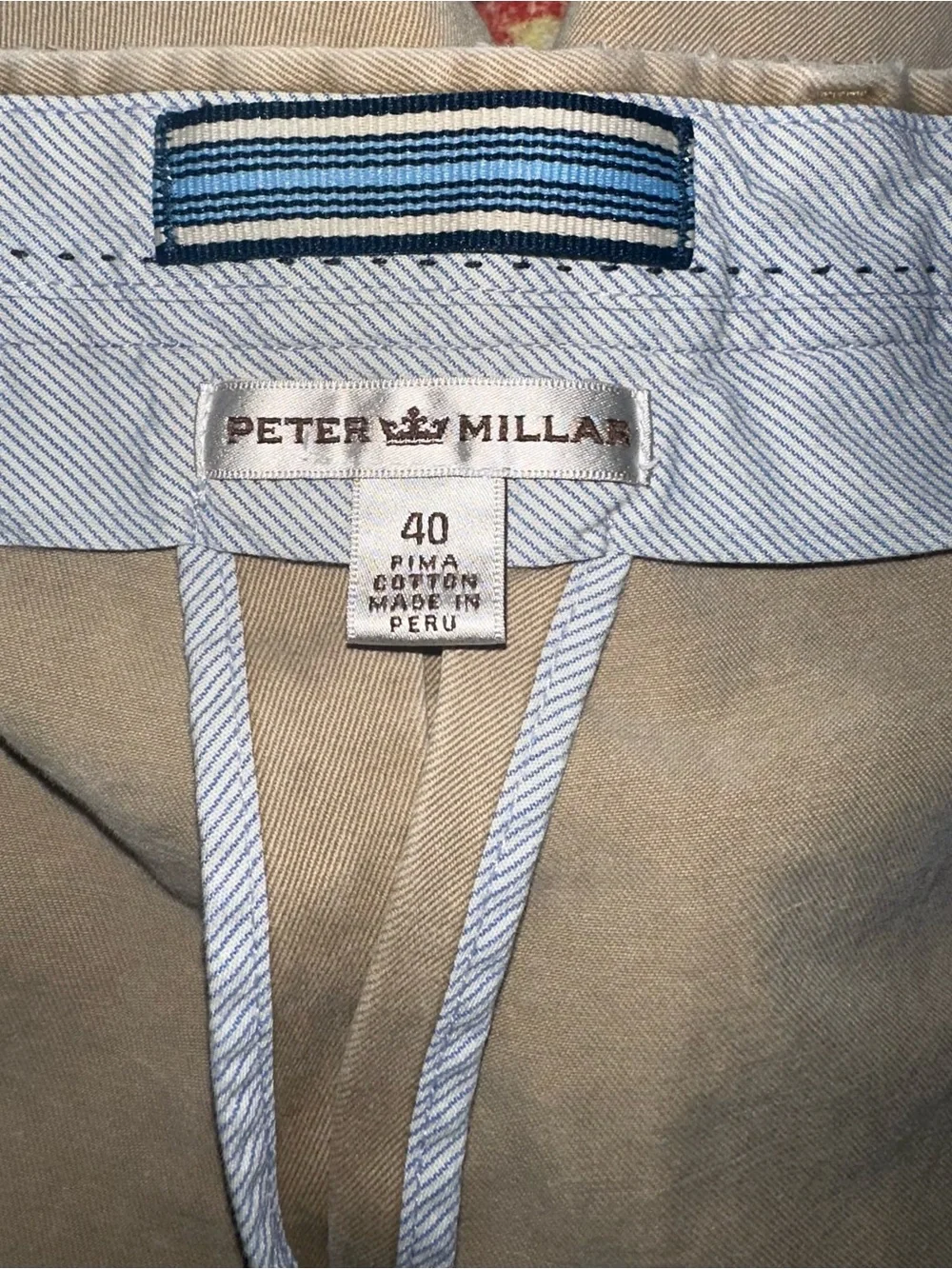 Peter Millar Men's Tan Flat Front Chino Shorts